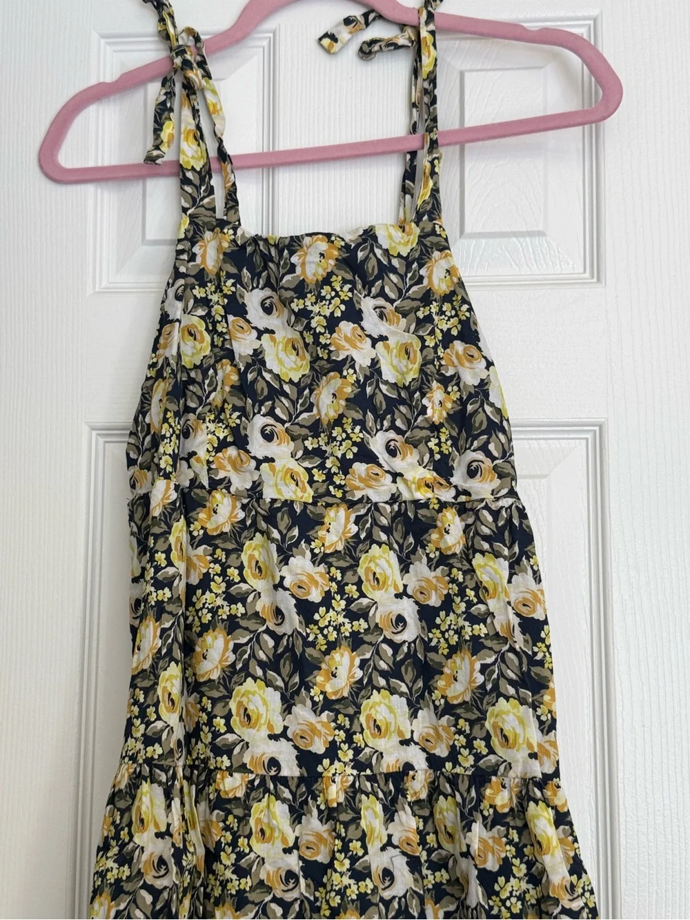 Time and Tru Black Maxi Dress with Yellow Floral Print